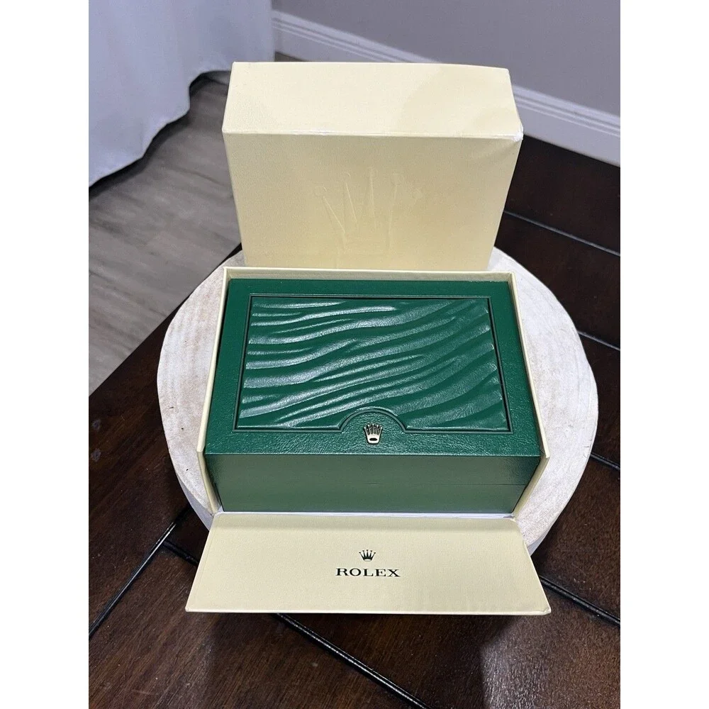 Official Rolex Green Wave Watch Box Oyster M 39139.04 Cream Outer Sleeve Cushion